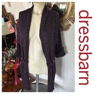 Purple Knit Open Sweater Cardigan